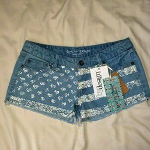 Love By Design Heart Flag Cutoff Shorts Size 27